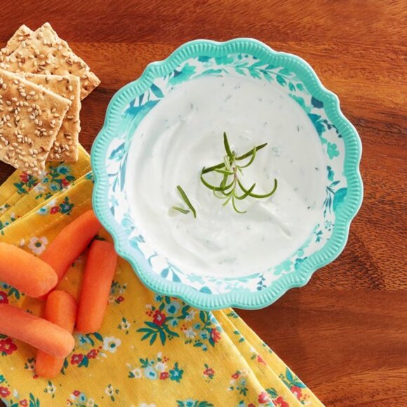 Lot of 3 Pioneer Woman Melamine Dip Bowl Painterly Floral Teal 5.35in 11oz New - Picture 5 of 6